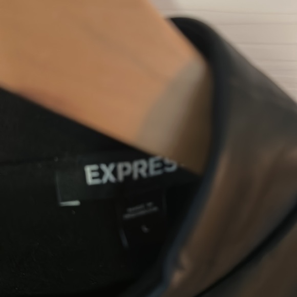 Faux black top in large like new!  Puff sleeves great with black jeans! - Picture 3 of 6